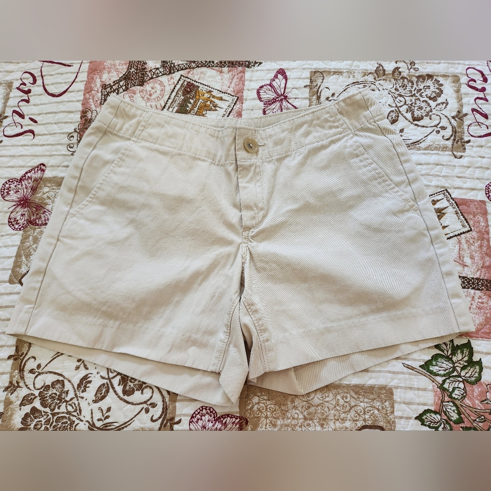 Banana Republic Womens Shorts Beige Size 2 Mid Rise Chino Cotton Blend